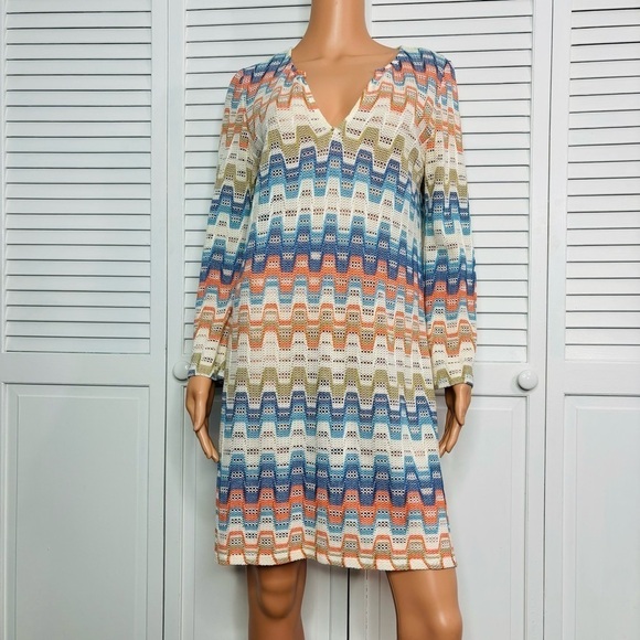 TRINA TURK Multicolor V-Neck Dress Size Medium - Picture 1 of 6